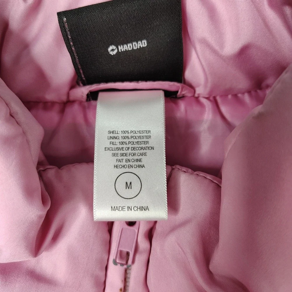 Harley-Davidson Puffer Jacket Kids Size M Pink Rhinestone Logo Full Zip Quilted